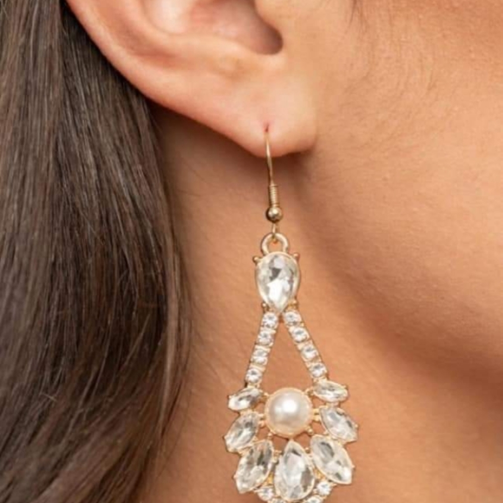 Bling and pearl earrings
